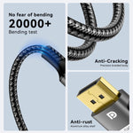 WG230 8K 120Hz DP2.1 to DP2.1 High Bandwidth High Refresh Rate Video Cable, 1m, 2m, 3m