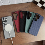 Custodia magnetica per telefono in PU con texture twill, For Samsung Galaxy S26+ 5G, For Samsung Galaxy S26 Ultra 5G, For Samsung Galaxy S26 5G