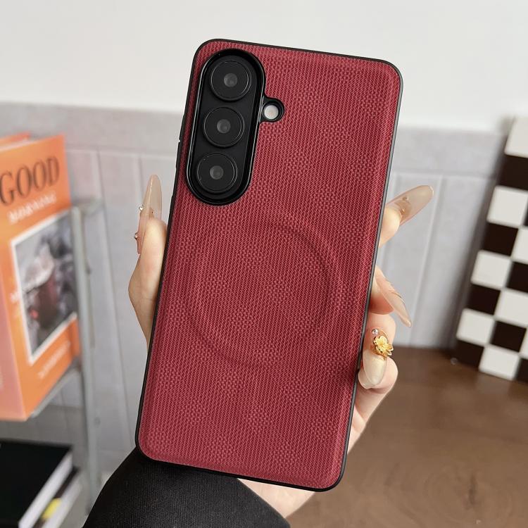 Custodia magnetica per telefono in PU con texture twill, For Samsung Galaxy S26+ 5G, For Samsung Galaxy S26 Ultra 5G, For Samsung Galaxy S26 5G