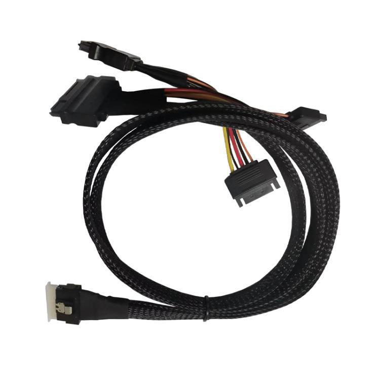 SFF-8654 8i to Dual NVMe U.2 SFF-8639 SSD Adapter Cable, 0.8m