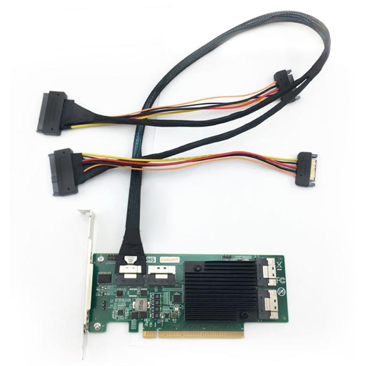 SFF-8654 8i to Dual NVMe U.2 SFF-8639 SSD Adapter Cable, 0.8m
