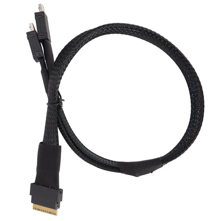 Slim SAS SFF-8654 8i to Dual Oculink SFF-8611 4i Server High-Speed Data Transfer Connection Cable, 0.5m