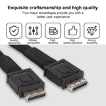 Slim SAS SFF-8654 8i to Dual Oculink SFF-8611 4i Server High-Speed Data Transfer Connection Cable, 0.5m
