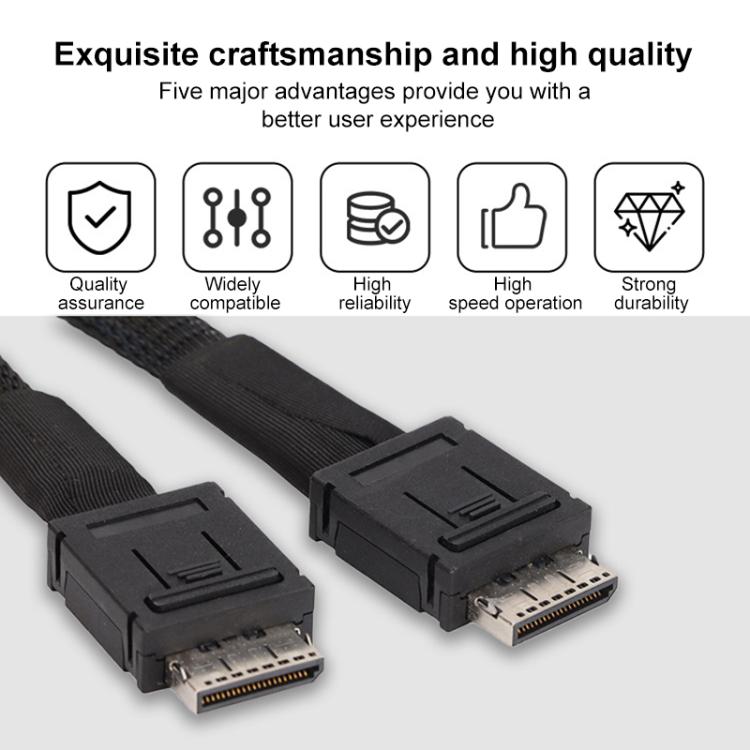 Slim SAS SFF-8654 8i to Dual Oculink SFF-8611 4i Server High-Speed Data Transfer Connection Cable, 0.5m