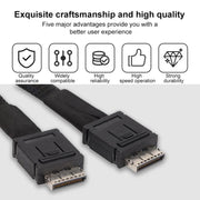 Slim SAS SFF-8654 8i to Dual Oculink SFF-8611 4i Server High-Speed Data Transfer Connection Cable, 0.5m