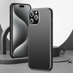 Custodia per telefono Golden Shield in metallo satinato con lente effetto pellicola., For iPhone 16 Pro Max, For iPhone 16 Pro, For iPhone 16, For iPhone 15 Pro Max, For iPhone 15 Pro, For iPhone 15, For iPhone 14, For iPhone 14 Pro