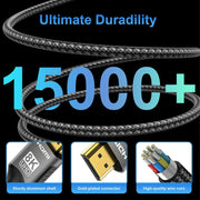 WG232 8K 60Hz HDMI 2.1 Ultra HD Braided Adapter Cable, 1m, 2m, 3m, 5m