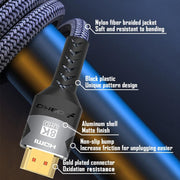 WG232 8K 60Hz HDMI 2.1 Ultra HD Braided Adapter Cable, 1m, 2m, 3m, 5m