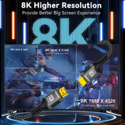 WG232 8K 60Hz HDMI 2.1 Ultra HD Braided Adapter Cable, 1m, 2m, 3m, 5m