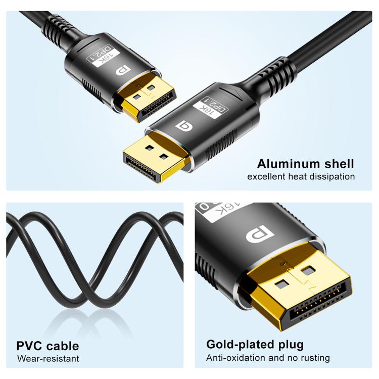 WG231 16K 60Hz DisplayPort 2.1 Male to DisplayPort 2.1 Male HD Adapter Cable, 1m, 2m, 3m