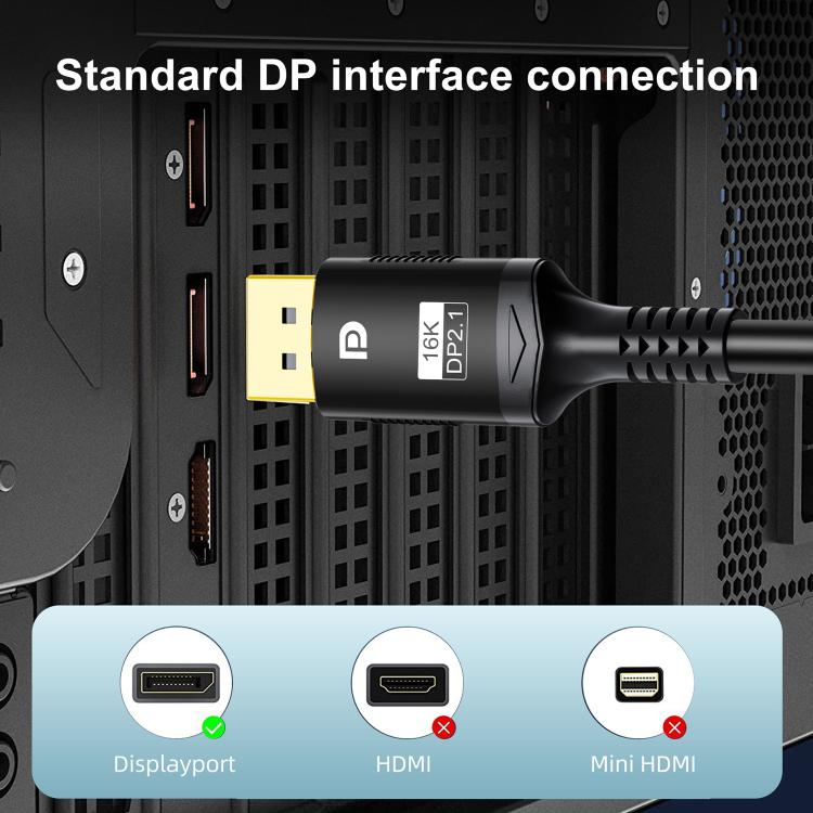 WG231 16K 60Hz DisplayPort 2.1 Male to DisplayPort 2.1 Male HD Adapter Cable, 1m, 2m, 3m