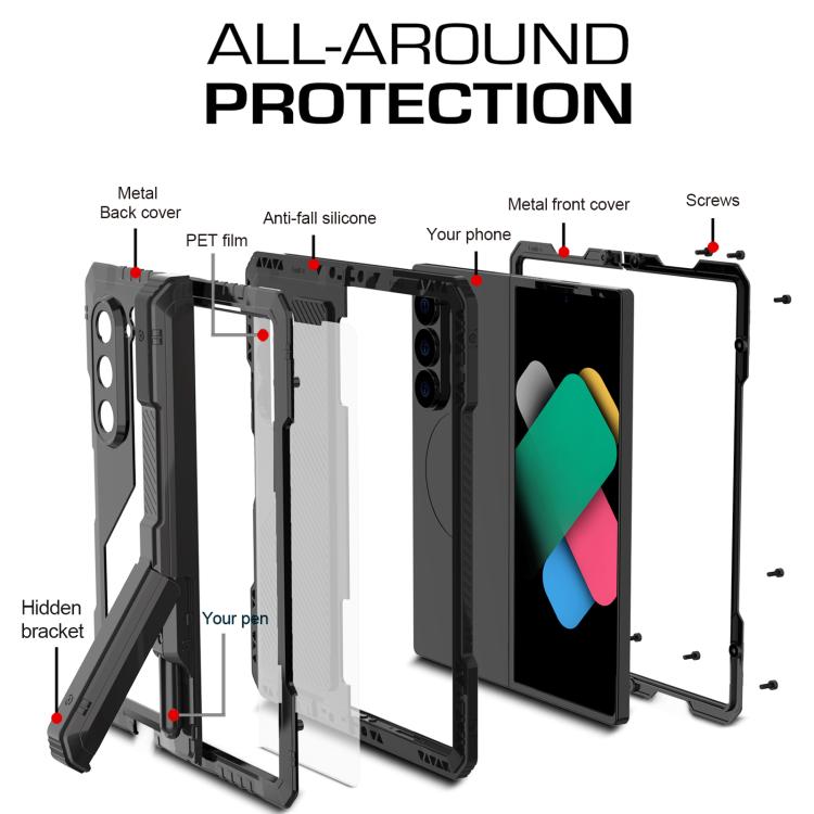 Custodia per telefono in metallo impermeabile a 360° per una protezione completa del corpo., For Samsung Galaxy Z Fold6