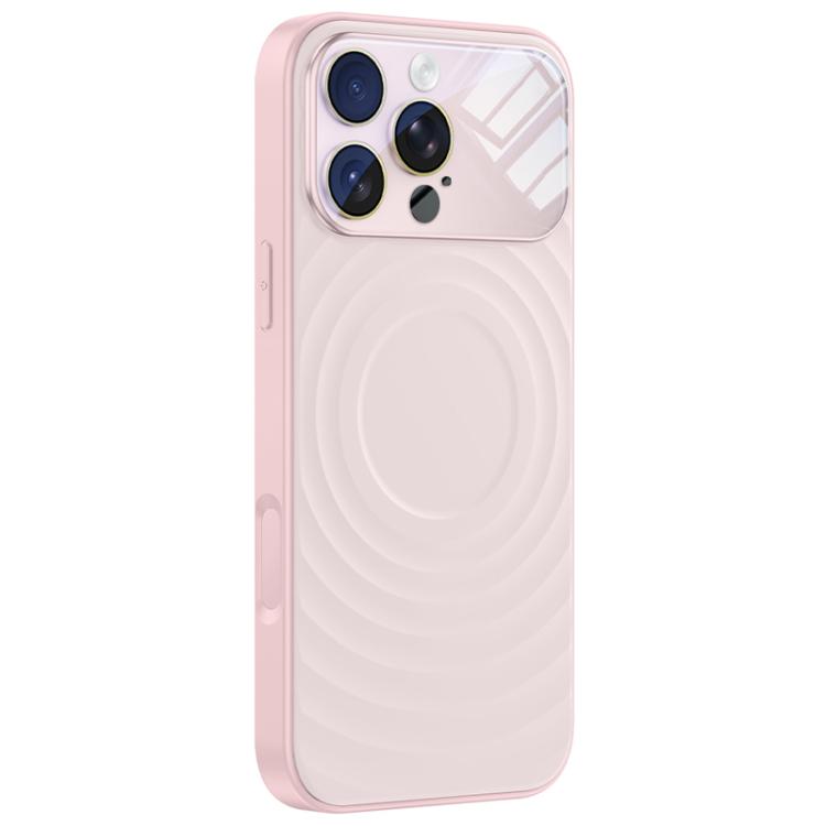 Custodia per telefono in silicone liquido con texture a onde per finestre di grandi dimensioni, For iPhone 16 Pro Max, For iPhone 16 Pro, For iPhone 16