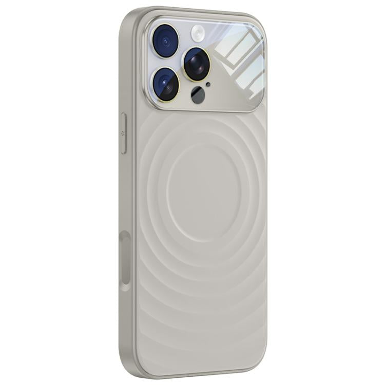 Custodia per telefono in silicone liquido con texture a onde per finestre di grandi dimensioni, For iPhone 16 Pro Max, For iPhone 16 Pro, For iPhone 16