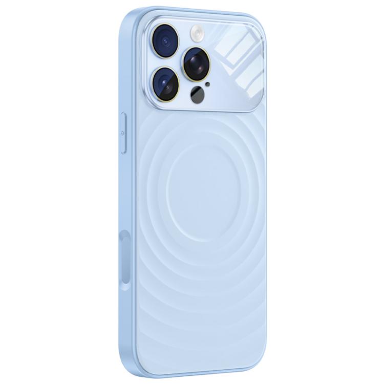Custodia per telefono in silicone liquido con texture a onde per finestre di grandi dimensioni, For iPhone 16 Pro Max, For iPhone 16 Pro, For iPhone 16