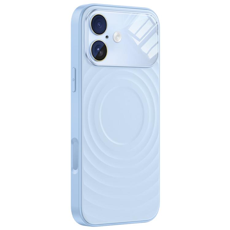 Custodia per telefono in silicone liquido con texture a onde per finestre di grandi dimensioni, For iPhone 16 Pro Max, For iPhone 16 Pro, For iPhone 16