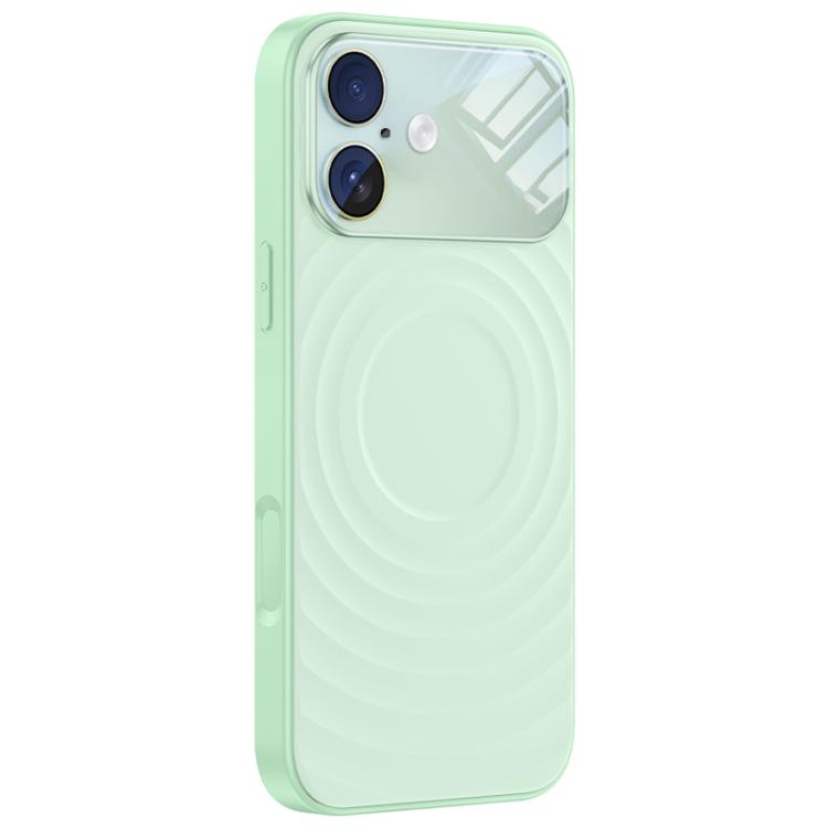Custodia per telefono in silicone liquido con texture a onde per finestre di grandi dimensioni, For iPhone 16 Pro Max, For iPhone 16 Pro, For iPhone 16