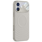 Custodia per telefono in silicone liquido con texture a onde per finestre di grandi dimensioni, For iPhone 16 Pro Max, For iPhone 16 Pro, For iPhone 16