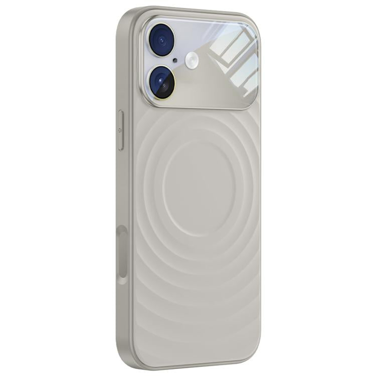 Custodia per telefono in silicone liquido con texture a onde per finestre di grandi dimensioni, For iPhone 16 Pro Max, For iPhone 16 Pro, For iPhone 16