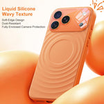 Custodia per telefono in silicone liquido con texture a onde per finestre di grandi dimensioni, For iPhone 15 Pro Max, For iPhone 15 Pro, For iPhone 15