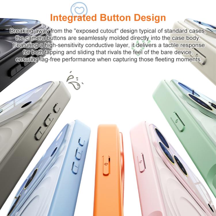 Custodia per telefono in silicone liquido con texture a onde per finestre di grandi dimensioni, For iPhone 16 Pro Max, For iPhone 16 Pro, For iPhone 16