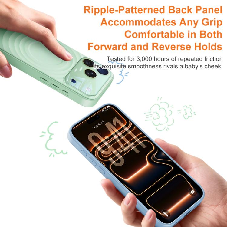 Custodia per telefono in silicone liquido con texture a onde per finestre di grandi dimensioni, For iPhone 15 Pro Max, For iPhone 15 Pro, For iPhone 15