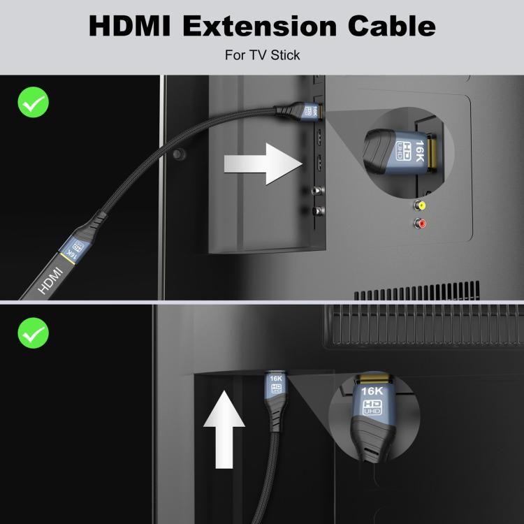 Cavo adattatore WG236 da HDMI 2.2 maschio a HDMI 2.2 femmina 16K 60Hz HD, 0.5m, 1m, 1.5m, 2m