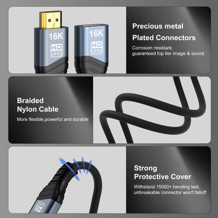 Cavo adattatore WG236 da HDMI 2.2 maschio a HDMI 2.2 femmina 16K 60Hz HD, 0.5m, 1m, 1.5m, 2m