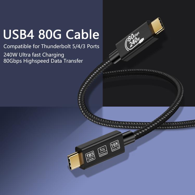 Cavo di ricarica rapida WG240 da USB/Type-C a Type-C Thunderbolt 5 da 240 W a 240 Gbps, WG240