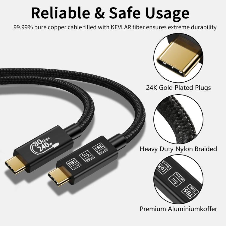 Cavo di ricarica rapida WG240 da USB/Type-C a Type-C Thunderbolt 5 da 240 W a 240 Gbps, WG240