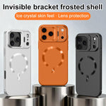 Custodia per telefono satinata con supporto magnetico invisibile a forma di U in tinta unita effetto cristallo di ghiaccio., For iPhone 17 Pro Max, For iPhone 17 Pro