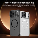 Custodia per telefono satinata con supporto magnetico invisibile a forma di U in tinta unita effetto cristallo di ghiaccio., For iPhone 17 Pro Max, For iPhone 17 Pro
