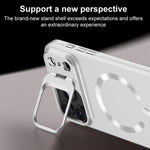 Custodia per telefono satinata con supporto magnetico invisibile a forma di U in tinta unita effetto cristallo di ghiaccio., For iPhone 17 Pro Max, For iPhone 17 Pro