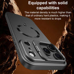 Custodia per telefono satinata con supporto magnetico invisibile a forma di U in tinta unita effetto cristallo di ghiaccio., For iPhone 17 Pro Max, For iPhone 17 Pro