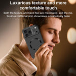 Custodia per telefono satinata con supporto magnetico invisibile a forma di U in tinta unita effetto cristallo di ghiaccio., For iPhone 17 Pro Max, For iPhone 17 Pro