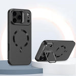 Custodia per telefono satinata con supporto magnetico invisibile a forma di U in tinta unita effetto cristallo di ghiaccio., For iPhone 17 Pro Max, For iPhone 17 Pro