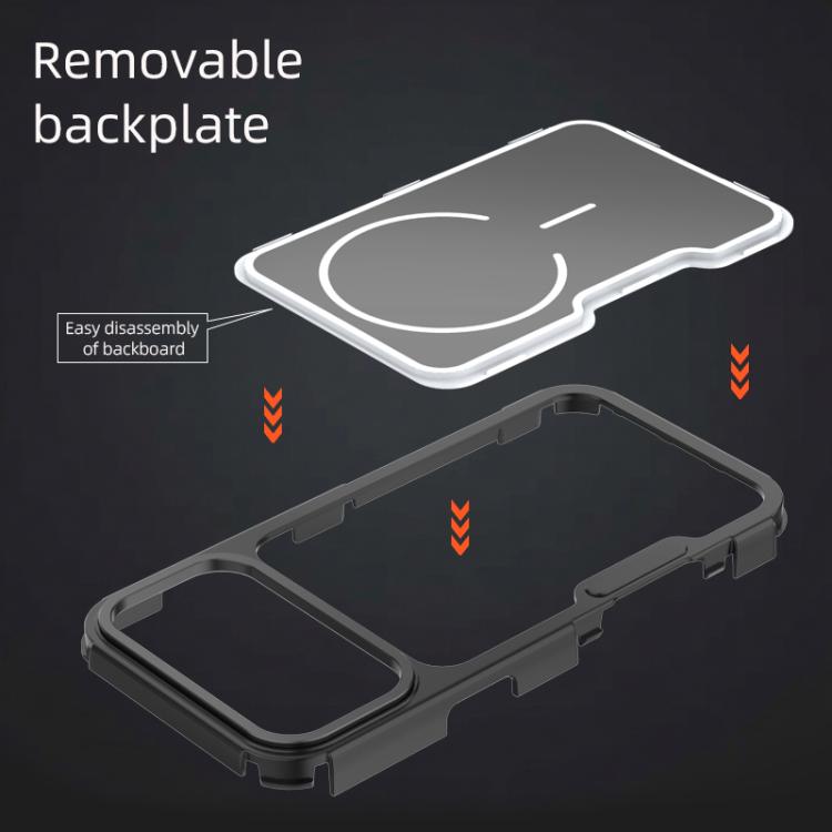 Pannello posteriore rimovibile, telaio in lega di alluminio, custodia magnetica antiurto per telefono., For iPhone 18 Pro/17 Pro, For iPhone 17 Pro Max