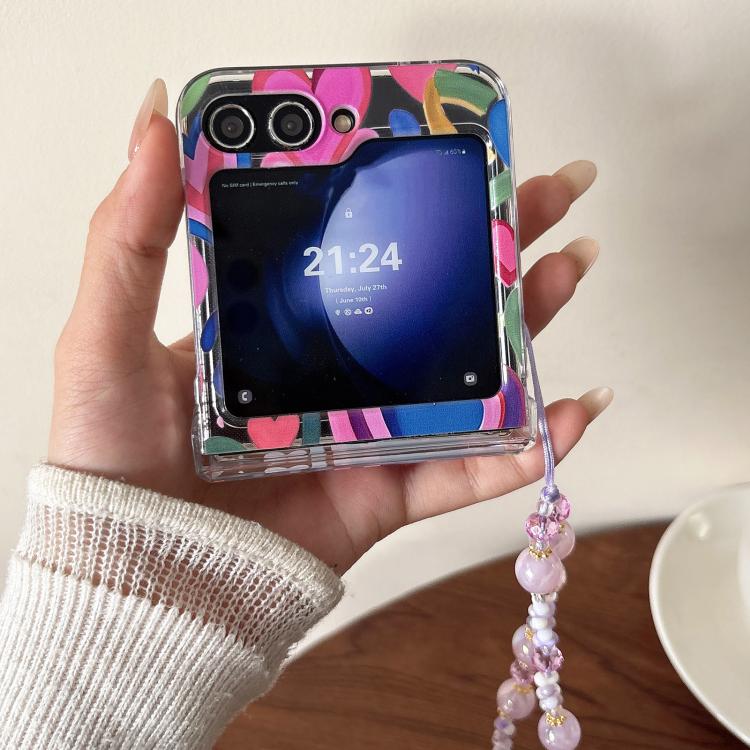 Cover per telefono con motivo battito cardiaco arcobaleno, For Samsung Galaxy Z Flip7 5G, For Samsung Galaxy Z Flip6/5