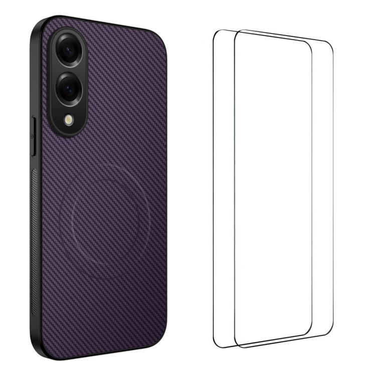 Custodia per telefono WANLONFENG serie TQ1 con texture in fibra di carbonio magnetica e 2 pellicole protettive per lo schermo., For Samsung Galaxy S26+ 5G, For Samsung Galaxy S26 Ultra 5G, For Samsung Galaxy S26 5G, For Samsung Galaxy S25 FE 5G        ...