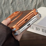 Custodia per telefono magnetica senza cornice in metallo e legno di noce leopardato con rotazione a 360°., For iPhone 17 Pro Max, For iPhone 17 Pro