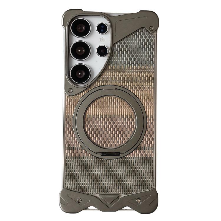 Custodia per telefono Eagle Metal senza cornice in tessuto intrecciato con supporto magnetico., For Samsung Galaxy S26 Ultra 5G, For Samsung Galaxy S25 Ultra 5G, For Samsung Galaxy S24 Ultra 5G, For Samsung Galaxy S23 Ultra 5G
