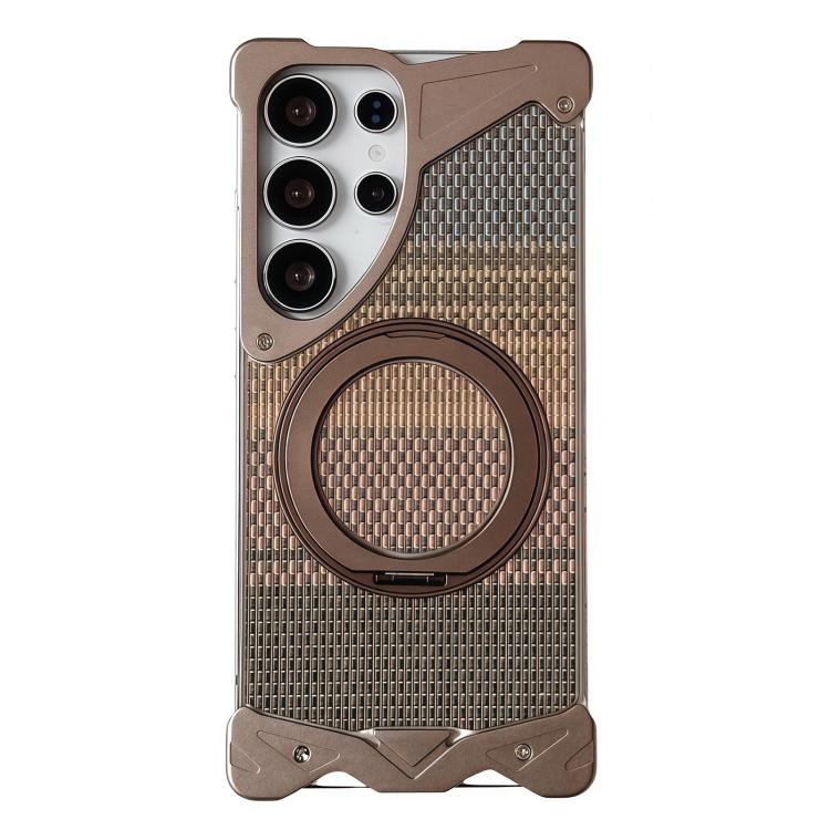 Custodia per telefono Eagle Metal senza cornice in tessuto intrecciato con supporto magnetico., For Samsung Galaxy S26 Ultra 5G, For Samsung Galaxy S25 Ultra 5G, For Samsung Galaxy S24 Ultra 5G, For Samsung Galaxy S23 Ultra 5G