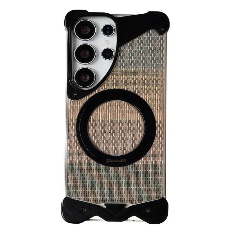 Custodia per telefono Eagle Metal senza cornice in tessuto intrecciato con supporto magnetico., For Samsung Galaxy S26 Ultra 5G, For Samsung Galaxy S25 Ultra 5G, For Samsung Galaxy S24 Ultra 5G, For Samsung Galaxy S23 Ultra 5G