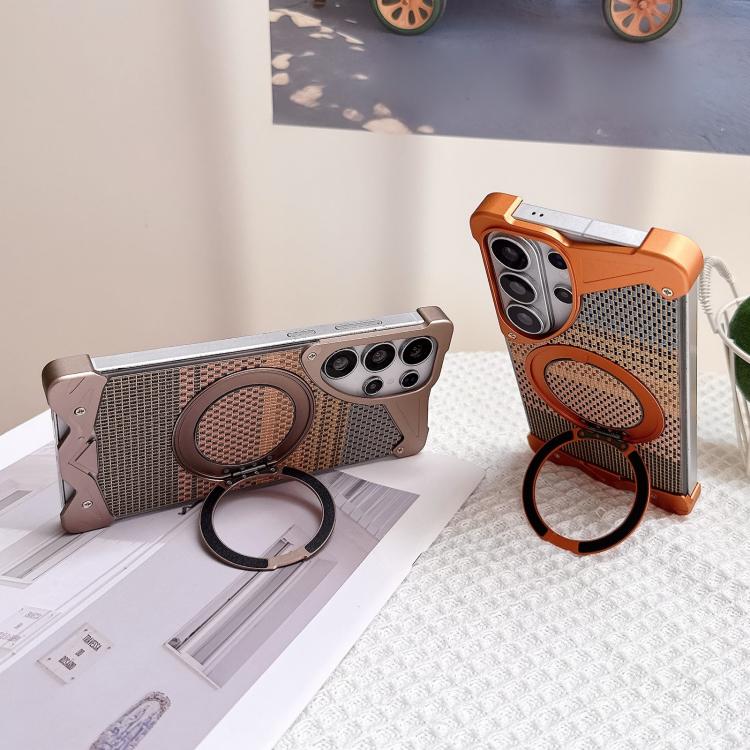Custodia per telefono Eagle Metal senza cornice in tessuto intrecciato con supporto magnetico., For Samsung Galaxy S26 Ultra 5G, For Samsung Galaxy S25 Ultra 5G, For Samsung Galaxy S24 Ultra 5G, For Samsung Galaxy S23 Ultra 5G
