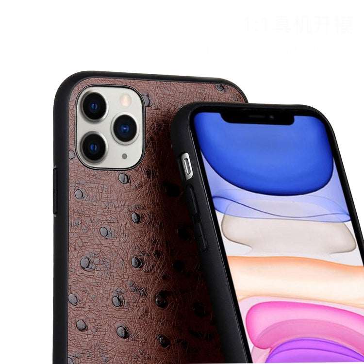 Custodia in vera pelle con trama di struzzo per smartphone compat