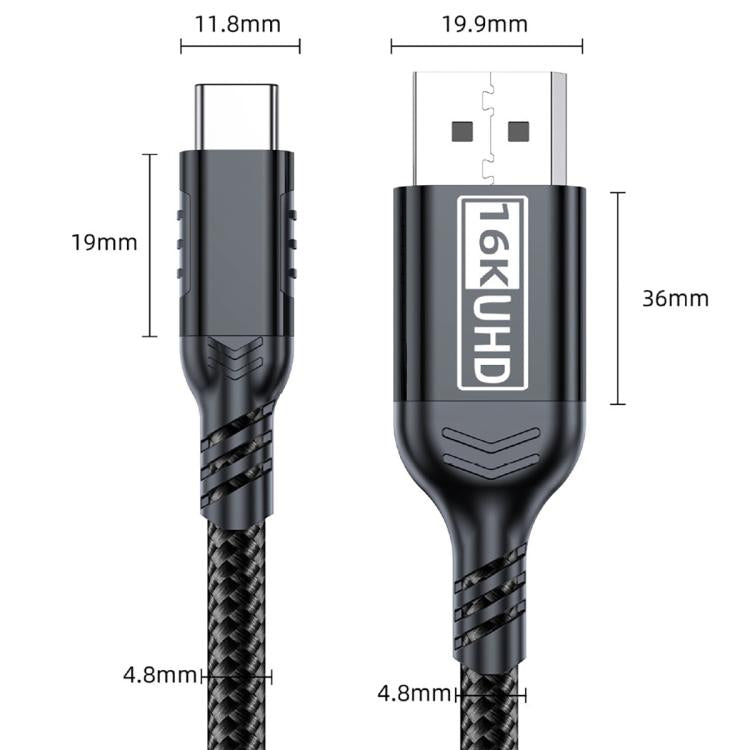 Cavo adattatore Thunderbolt WG226 da Type-C a DP 2.1 per display Ultra HD 16K con logo., 1.5m, 1.8m