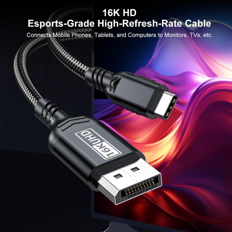 Cavo adattatore Thunderbolt WG226 da Type-C a DP 2.1 per display Ultra HD 16K con logo., 1.5m, 1.8m