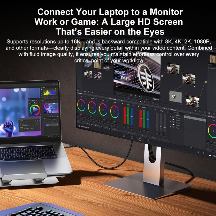 Cavo adattatore Thunderbolt WG226 da Type-C a DP 2.1 per display Ultra HD 16K con logo., 1.5m, 1.8m