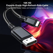 Cavo adattatore Thunderbolt WG226 per display Ultra HD 16K Type-C a DP 2.1, senza logo., 1.5m No Logo, 1.8m No Logo
