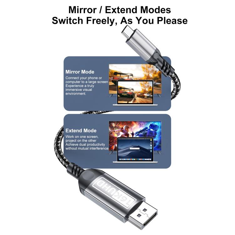 Cavo adattatore per monitor WG228 da Type-C a DP 2.1 per risoluzione 16K Ultra HD., 2m